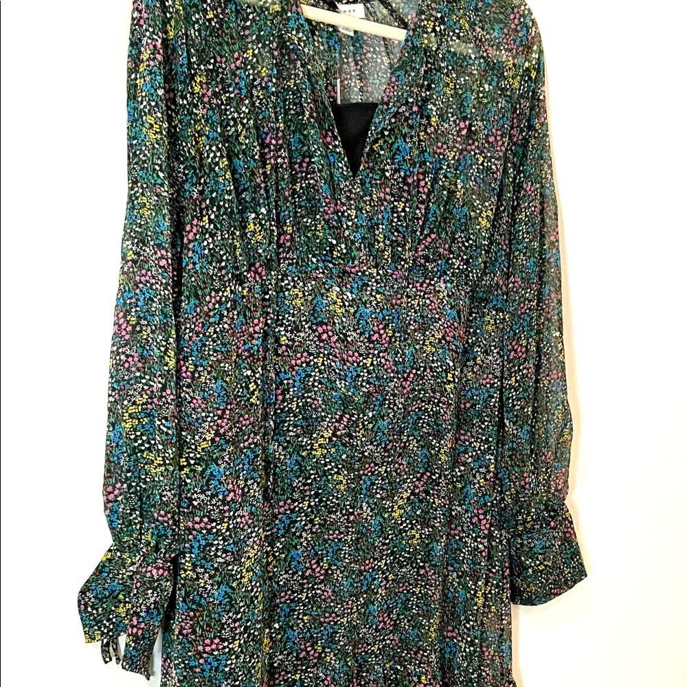 Topshop ditsy floral chiffon midi dress in multi - Picture 11 of 16